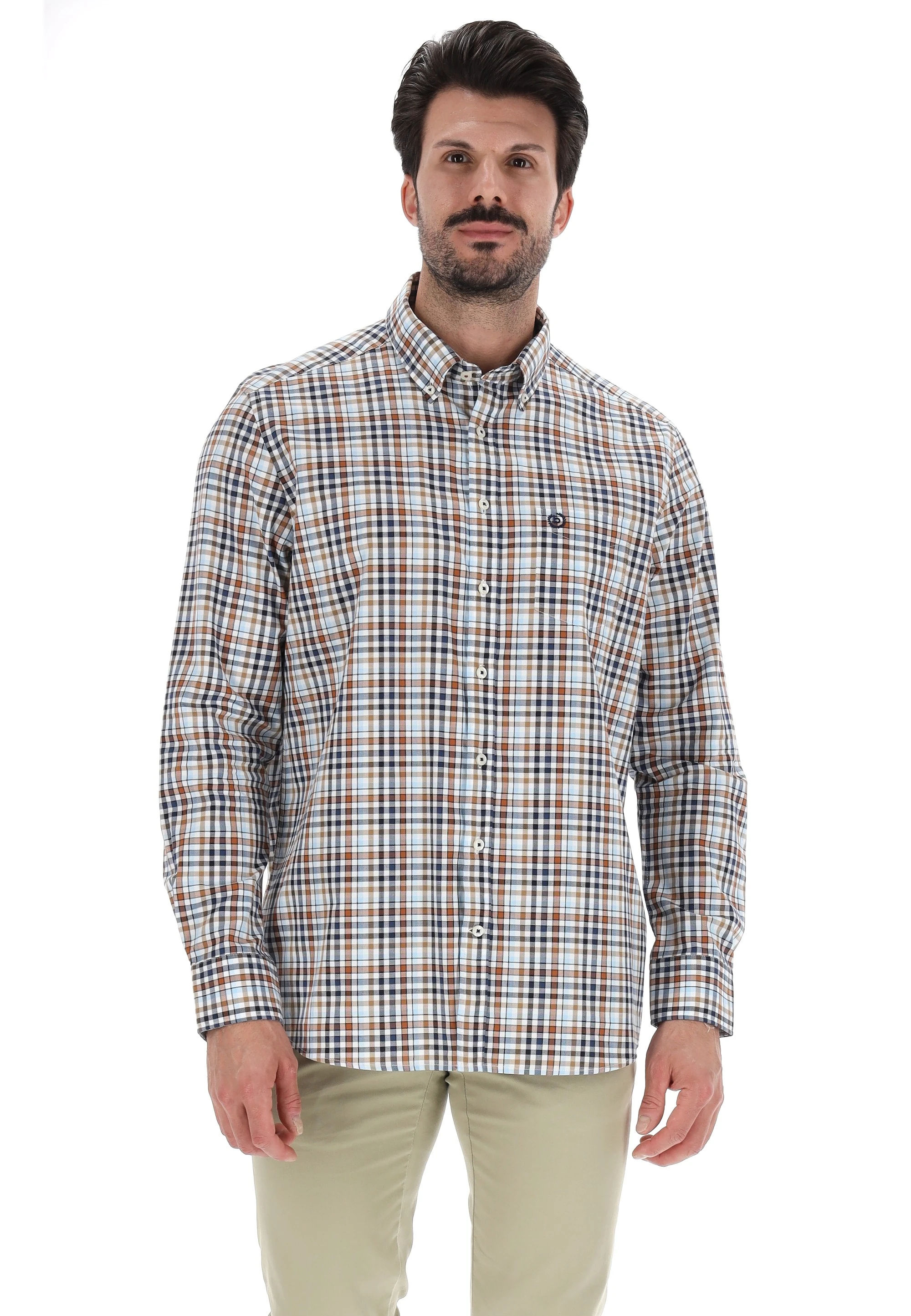 Camicia Bugatti uomo a quadretti all over e taschino